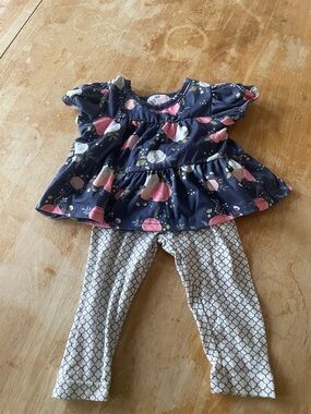 Pete and Lucy 0-6M Shirt and Pants- Navy Trellis Print on White